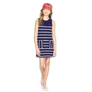Vineyard Vines Target Girls Navy White Striped Crewneck Sleeveless Dress 10/12